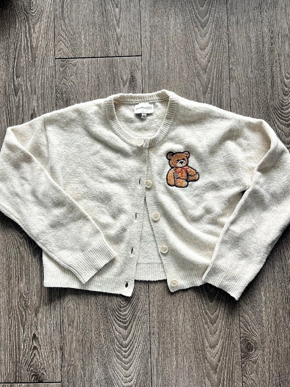 Geoffrey Beene 1996 Teddy Bear Cardigan in Cream Large Like New